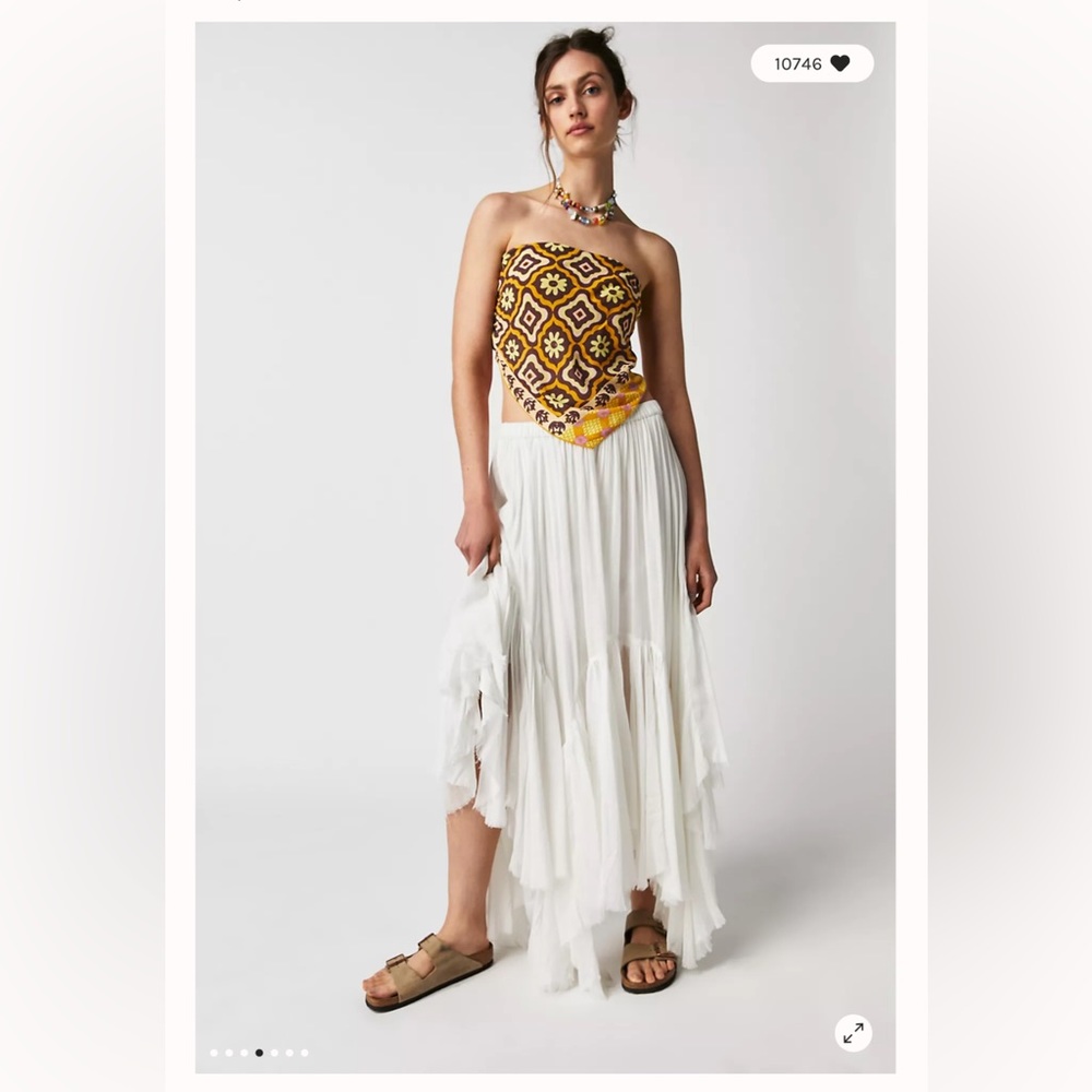 Free People Fp One Clover Skirt Asymmetrical Tiered in Ivory - Picture 2 of 7